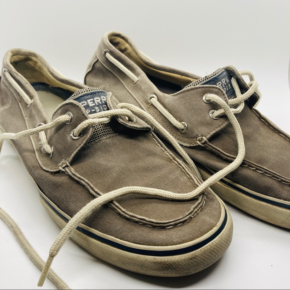 Sperry Bahama Gray Canvas Boat Shoes Men’s Size 10